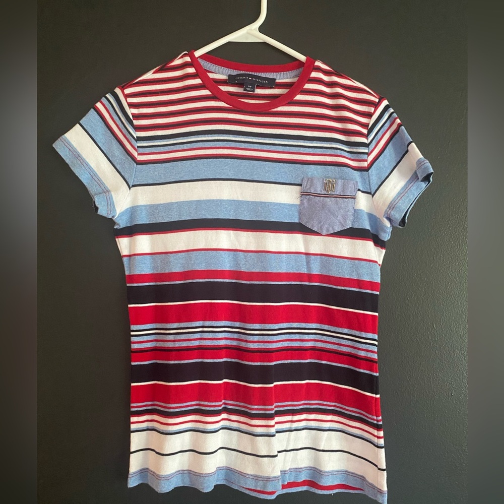Calvin Klein Red and Blue Short Sleeve Tee